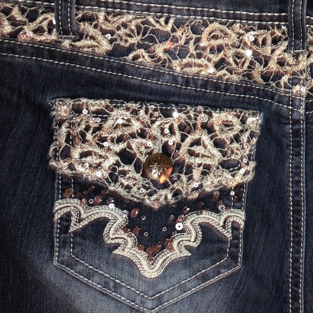 Straight Dark Wash Soundgirl Bling Jeans- 13